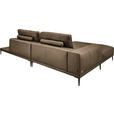 ECKSOFA  in Echtleder Cappuccino  201/304 cm  - Schwarz/Cappuccino, Design, Leder/Metall (201/304cm) - Belluti