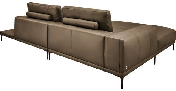 ECKSOFA  in Echtleder Cappuccino  201/304 cm  - Schwarz/Cappuccino, Design, Leder/Metall (201/304cm) - Belluti