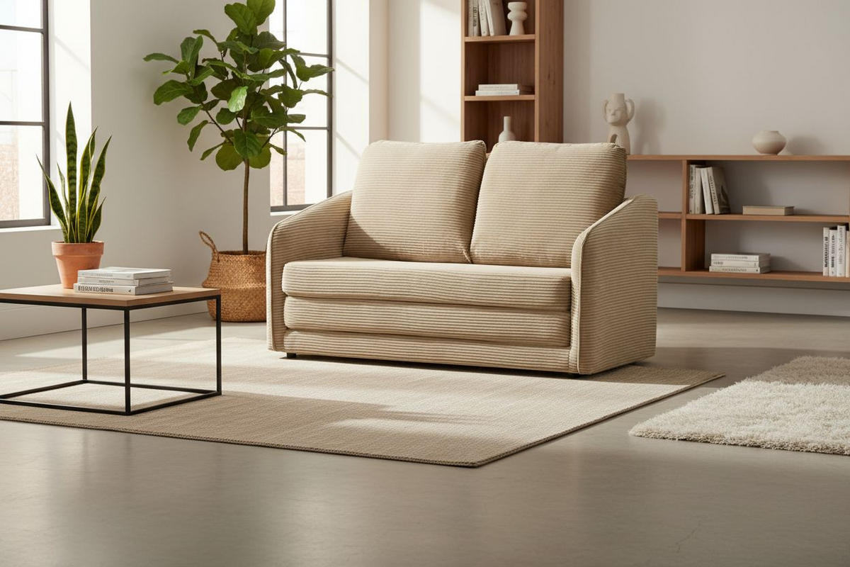 SCHLAFSOFA Cord Altrosa  - Schwarz/Altrosa, MODERN, Kunststoff/Textil (139/84/72cm) - MID.YOU