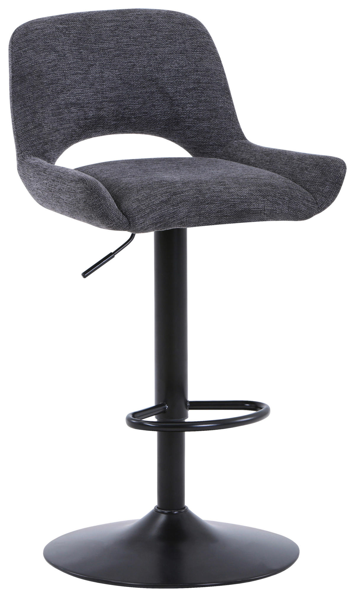 BARHOCKER Webstoff Grau, Schwarz Eisen  - Schwarz/Grau, Design, Textil/Metall (49/86.5-108.5/53cm) - Novel