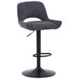 BARHOCKER Webstoff Grau, Schwarz Eisen  - Schwarz/Grau, Design, Textil/Metall (49/86.5-108.5/53cm) - Novel