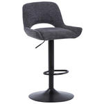 BARHOCKER Webstoff Grau, Schwarz Eisen  - Schwarz/Grau, Design, Textil/Metall (49/86.5-108.5/53cm) - Novel