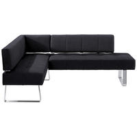 ECKBANK 165/227 cm Mikrofaser Schwarz, Edelstahlfarben Metall   - Edelstahlfarben/Schwarz, Design, Textil/Metall (165/227cm) - Moderano