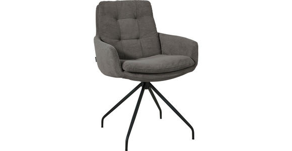 ARMLEHNSTUHL  Stoffauswahl, Typenauswahl, Sitzfläche 360° drehbar, Gestellauswahl Cord  - Anthrazit/Schwarz, Design, Textil/Metall (63/90/69cm) - Johann Jakob