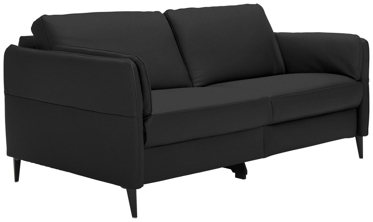 3-SITZER-SOFA in Echtleder Schwarz  - Schwarz, Design, Leder/Metall (190/84/99cm) - Dieter Knoll