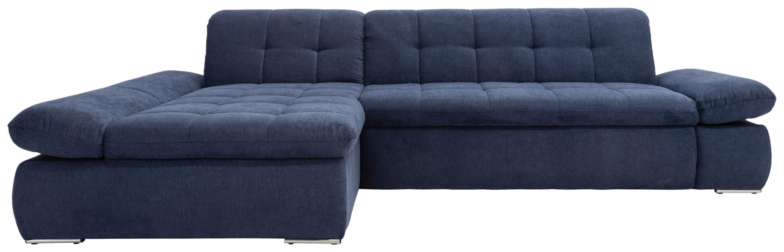ECKSOFA Dunkelblau Mikrofaser - Chromfarben/Dunkelblau, KONVENTIONELL, Textil/Metall (172/300cm) - MID.YOU