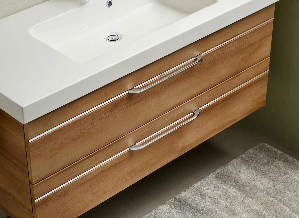 BADEZIMMER 4-teilig  in 153 cm  - Chromfarben/Eichefarben, KONVENTIONELL, Glas/Holzwerkstoff (153cm) - Pelipal