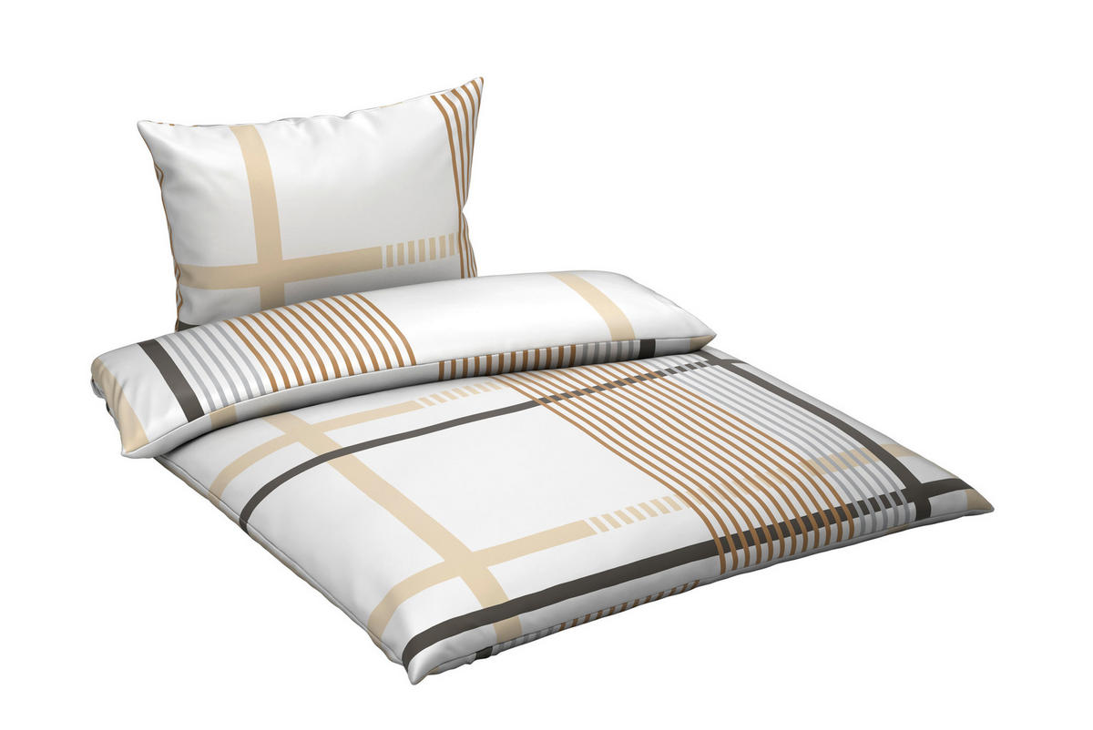 BETTWÄSCHE TANJA Satin 140/200 cm  - Beige/Grau, KONVENTIONELL, Textil (140/200cm) - Novel