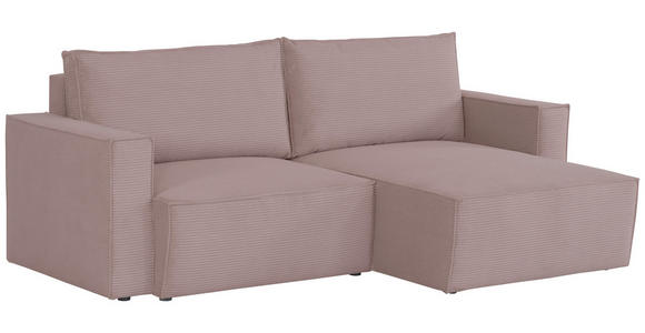 ECKSOFA in Feincord Altrosa  - Schwarz/Altrosa, KONVENTIONELL, Kunststoff/Textil (242/151cm) - Carryhome