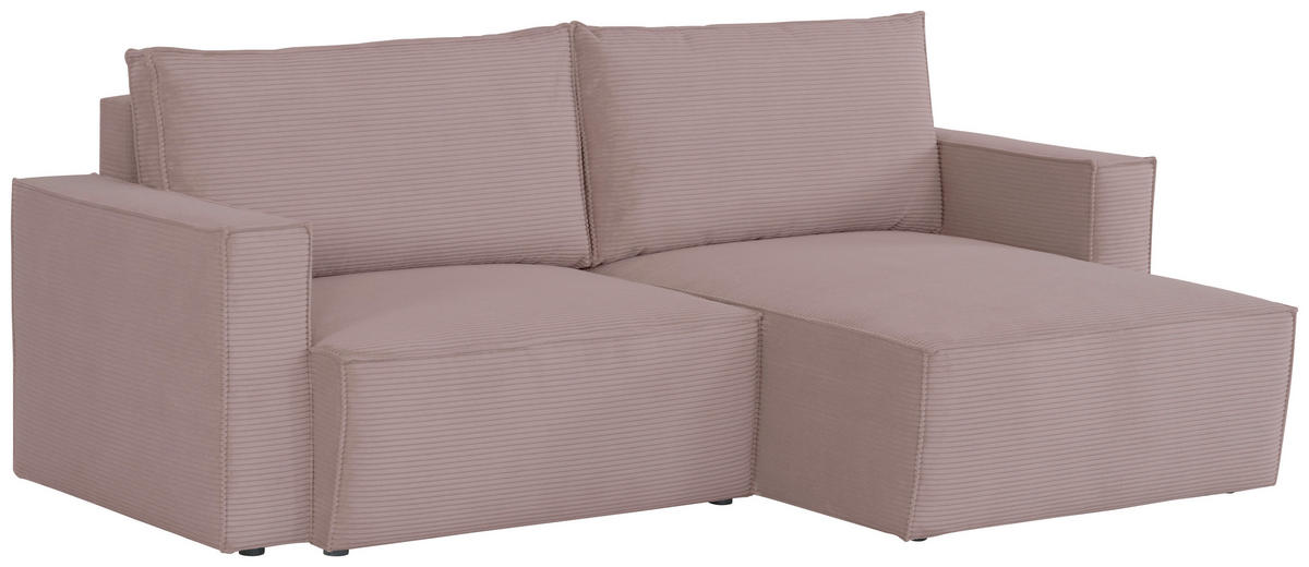 ECKSOFA in Feincord Altrosa  - Schwarz/Altrosa, Konventionell, Kunststoff/Textil (242/151cm) - Carryhome