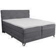 BOXSPRINGBETT 160/200 cm  in Dunkelgrau  - Dunkelgrau/Schwarz, KONVENTIONELL, Textil/Metall (160/200cm) - Carryhome