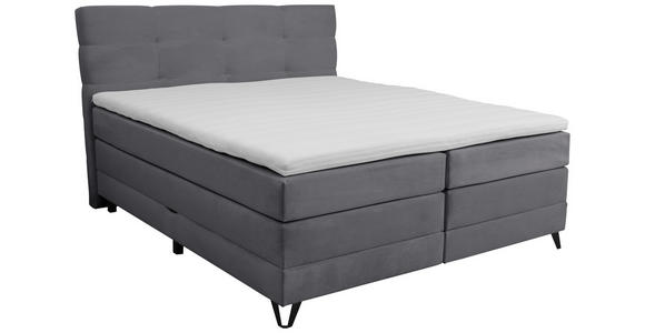 BOXSPRINGBETT 160/200 cm  in Dunkelgrau  - Dunkelgrau/Schwarz, KONVENTIONELL, Textil/Metall (160/200cm) - Carryhome