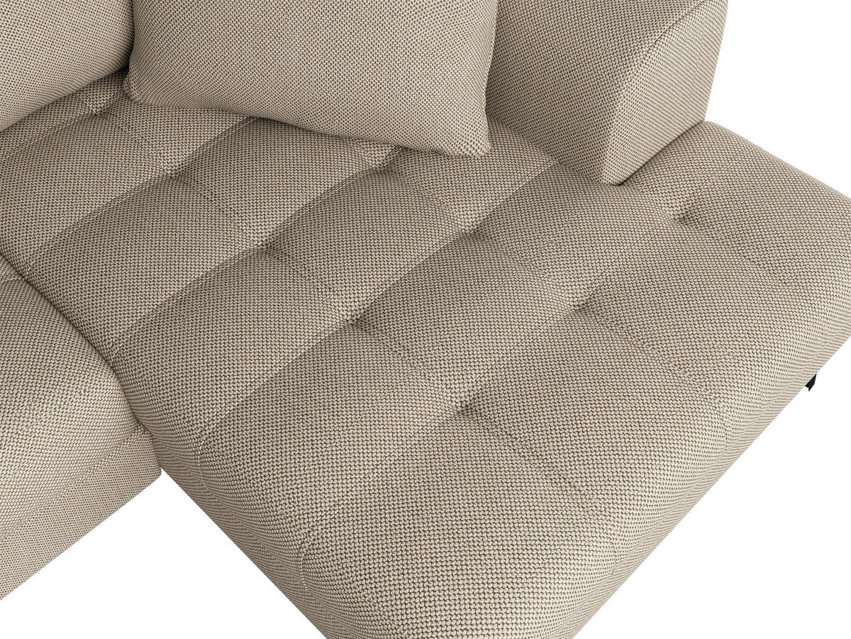 Ecksofa inkl. Funktionen in Webstoff Beige  - Beige/Schwarz, Modern, Textil/Metall (177/279cm)