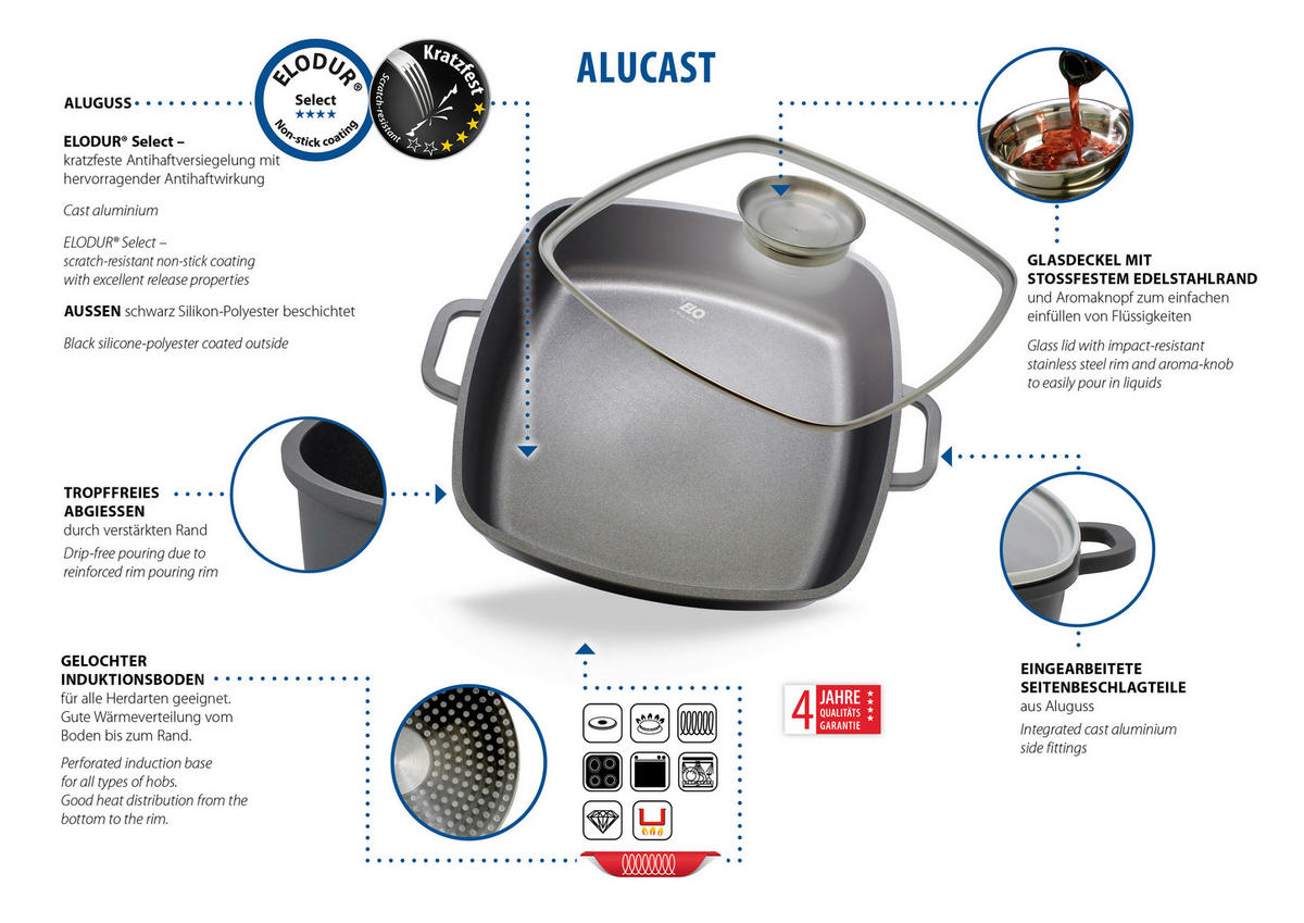 SERVIERPFANNE ALUCAST  - Basics, Metall (28/8,4/28cm) - ELO
