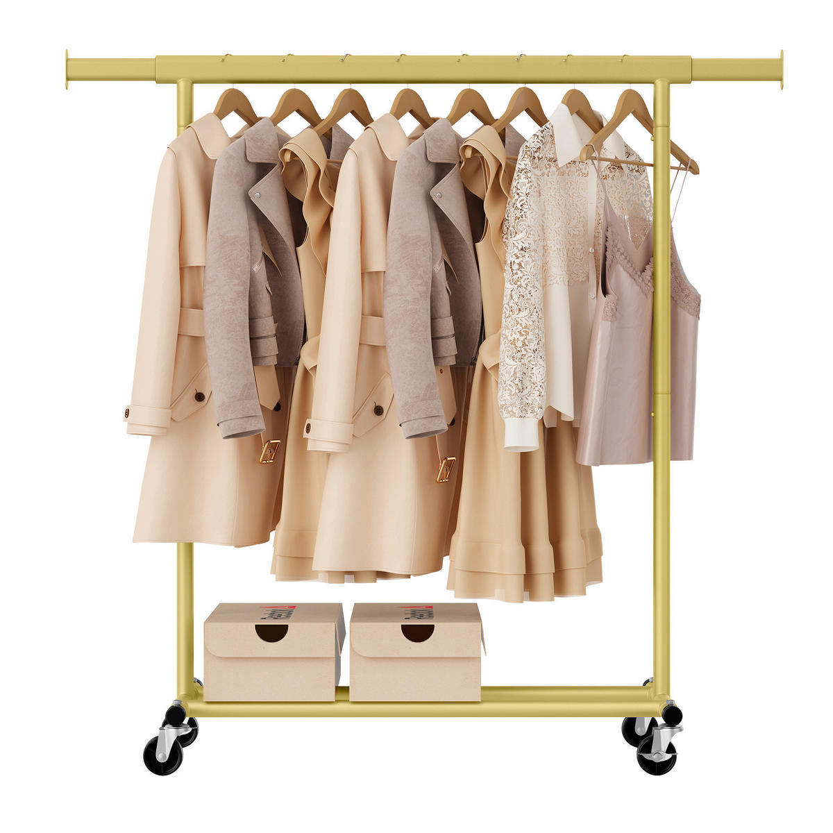 KLEIDERSTÄNDER in Goldfarben 92-132/161,5/45 cm   - Goldfarben, Trend, Kunststoff/Metall (92-132/161,5/45cm) - Boxxx