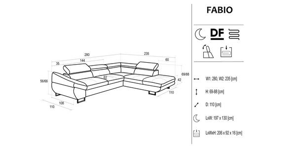 ECKSOFA Schwarz, Dunkelgrau Webstoff - Dunkelgrau/Schwarz, Design, Textil/Metall (280/235cm) - Hom`in
