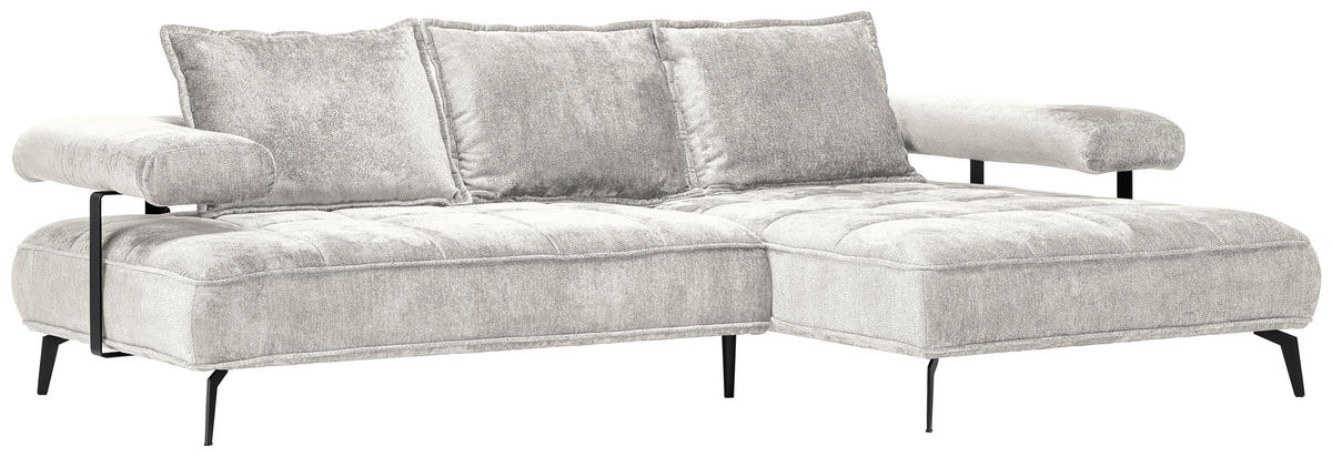 ECKSOFA in Webstoff Beige  - Beige/Schwarz, Design, Textil/Metall (266/180cm) - Welnova