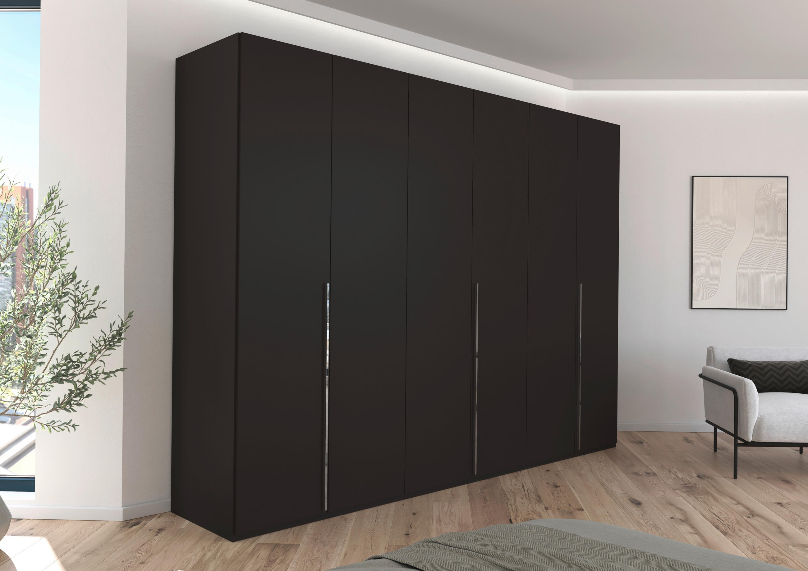 DREHTÜRENSCHRANK 301/223/60 cm 6-türig Schwarz  - Chromfarben/Schwarz, Design, Holzwerkstoff/Metall (301/223/60cm) - home24