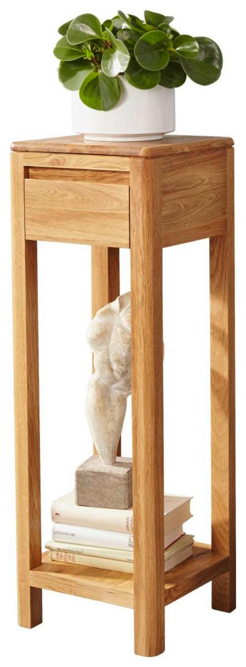 BLUMENSÄULE Holz Wildeiche vollmassiv  - Eichefarben, Design, Holz (30/30/90cm) - Livetastic