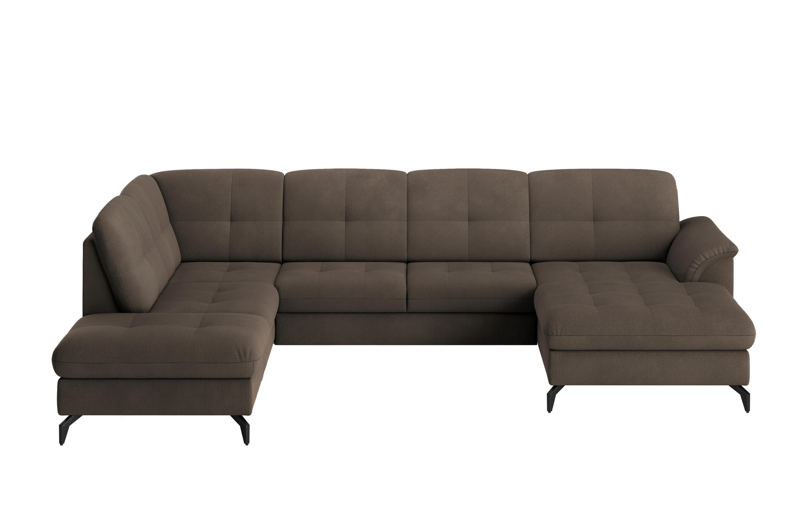 WOHNLANDSCHAFT in Flachgewebe Dunkelbraun  - Dunkelbraun/Schwarz, Modern, Textil/Metall (212/319/164cm) - Sit & More