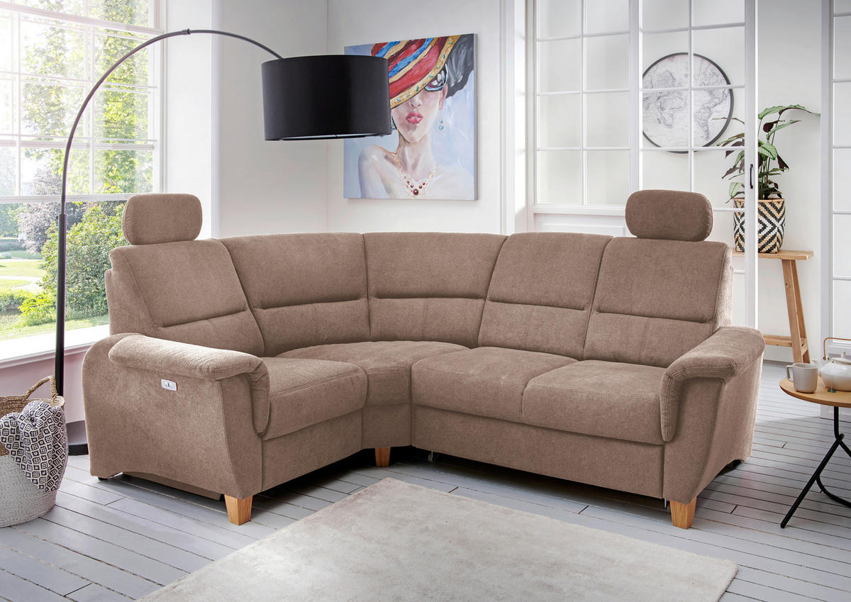 ECKSOFA in Struktur Hellbraun  - Wildeiche/Hellbraun, Konventionell, Holz/Textil (186/237cm) - Livetastic