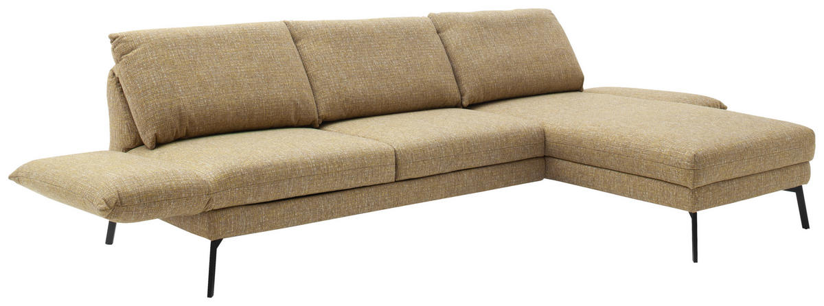ECKSOFA Gelb Flachgewebe  - Gelb/Schwarz, Design, Textil/Metall (277/175cm) - Schöner Wohnen