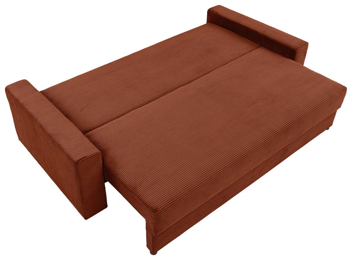 SCHLAFSOFA Cord Kupferfarben  - Schwarz/Kupferfarben, KONVENTIONELL, Kunststoff/Textil (233/92/108cm) - Carryhome