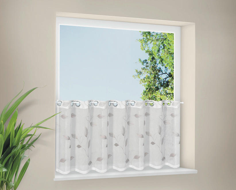 KURZGARDINE   150/50 cm   - Silberfarben/Weiß, Natur, Textil (150/50cm)