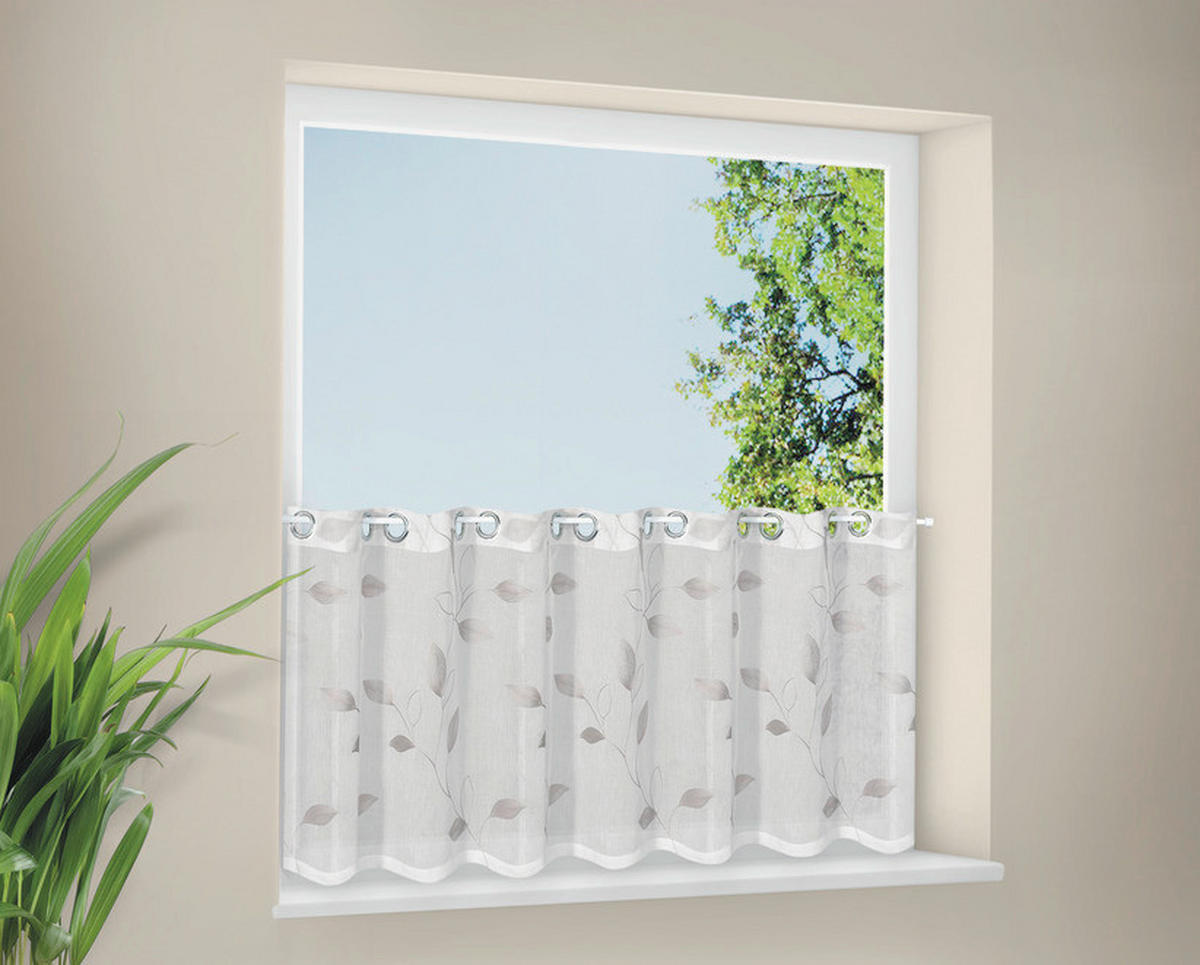 KURZGARDINE   150/50 cm   - Silberfarben/Weiß, Natur, Textil (150/50cm)