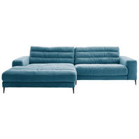 ECKSOFA in Cord Petrol  - Petrol/Schwarz, Design, Textil/Metall (207/296cm) - Dieter Knoll