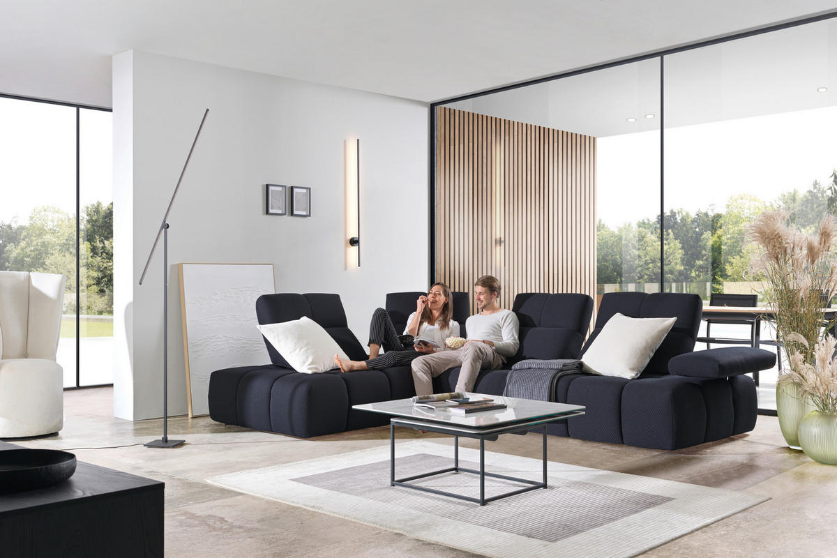 ECKSOFA in Struktur Schwarz  - Schwarz, Design, Kunststoff/Textil (233/313cm) - Emilio Belluti