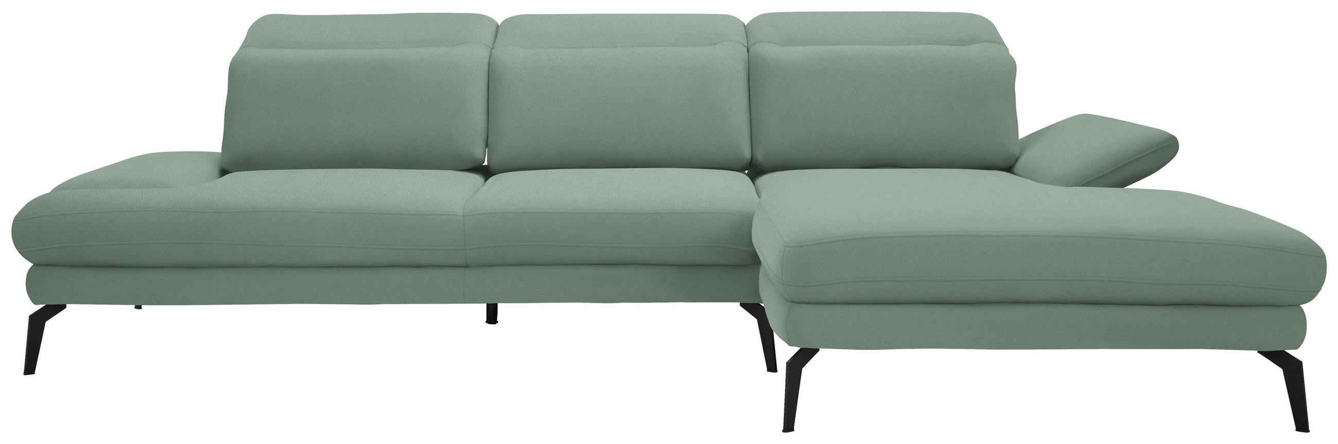 ECKSOFA in Flachgewebe Mintgrün  - Schwarz/Mintgrün, Design, Textil/Metall (289/180cm) - Stylife