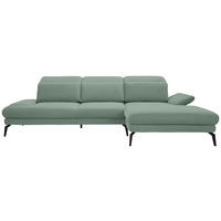 ECKSOFA in Flachgewebe Mintgrün  - Schwarz/Mintgrün, Design, Textil/Metall (289/180cm) - Stylife