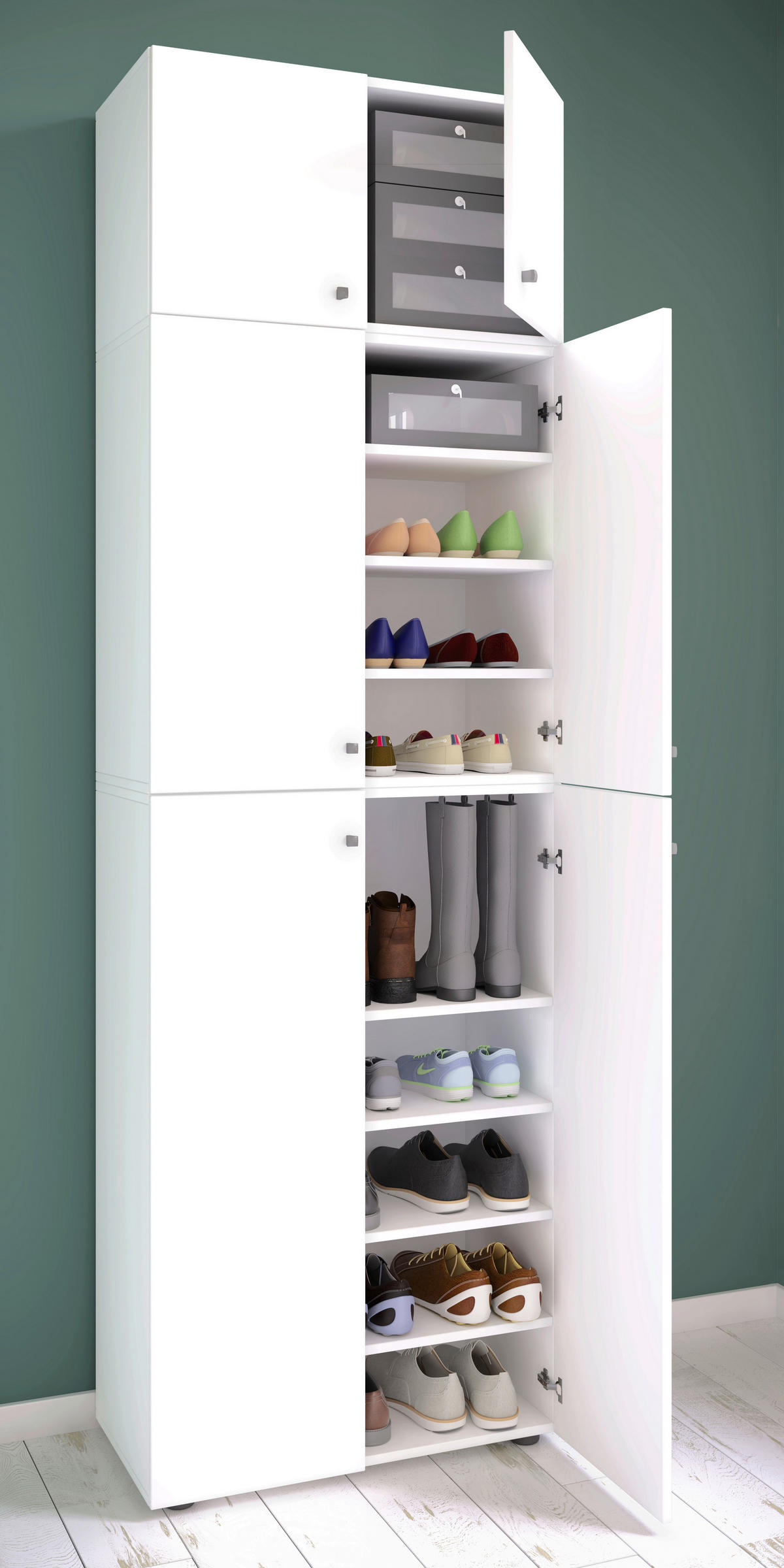 SCHUHSCHRANK  in 70/223/39 cm  - Weiss/Schwarz, Modern, Holzwerkstoff/Kunststoff (70/223/39cm) - MID.YOU