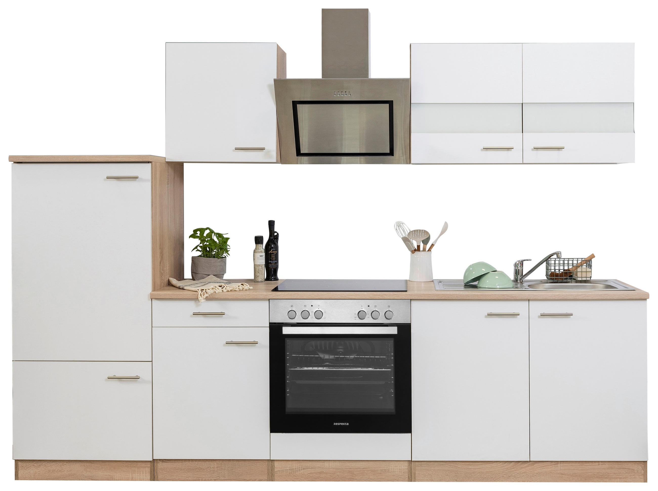 MODULKÖK 270 cm   i vit  - stålfärgad/vit, Basics, metall/trämaterial (270cm) - Respekta