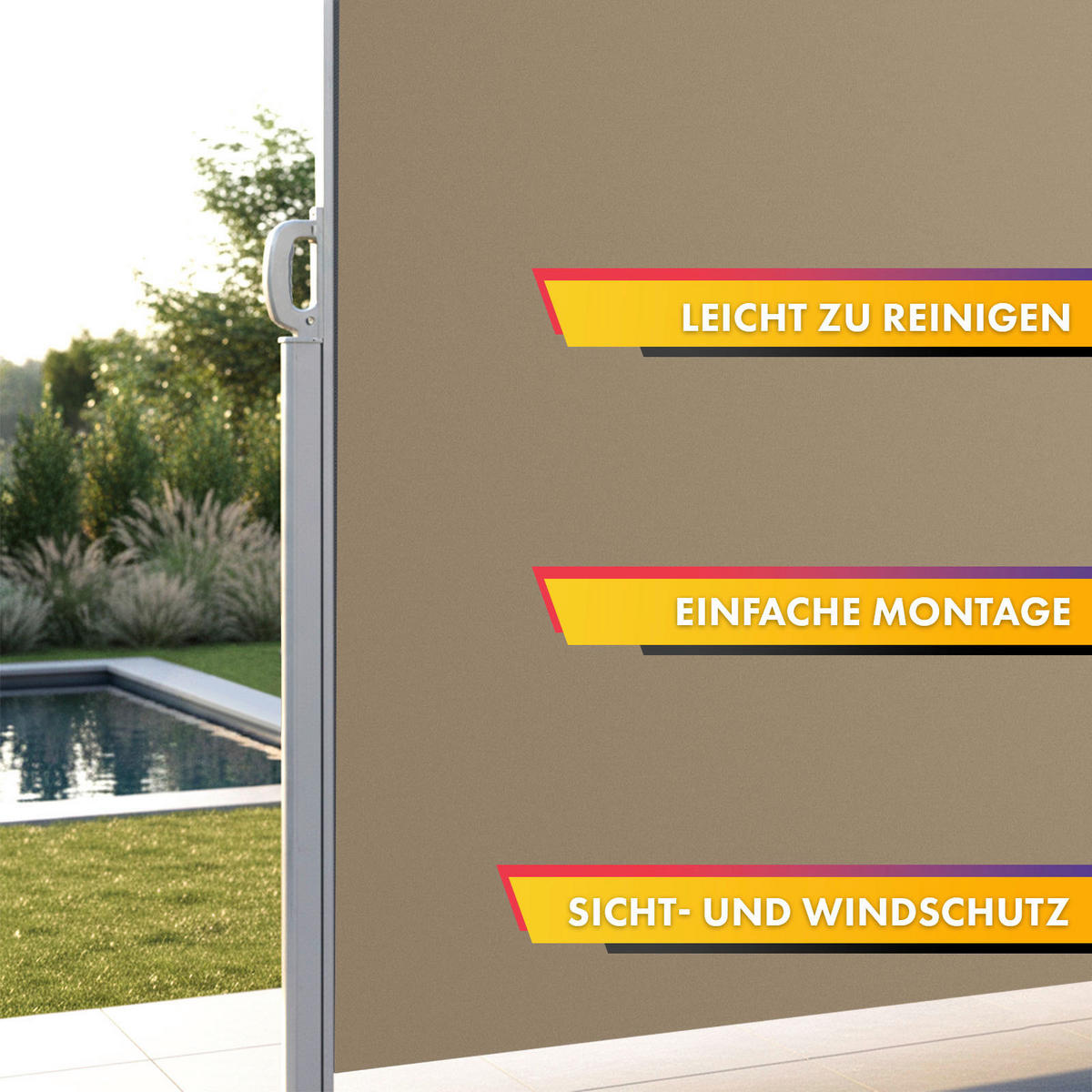 MARKISE - Beige/Silberfarben, Basics, Kunststoff/Metall (300/140cm)