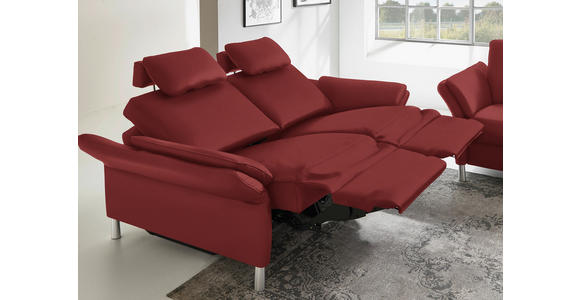 3-SITZER-SOFA Latina in Echtleder Bordeaux   - Bordeaux/Alufarben, Design, Leder/Metall (190/82/99cm) - Dieter Knoll