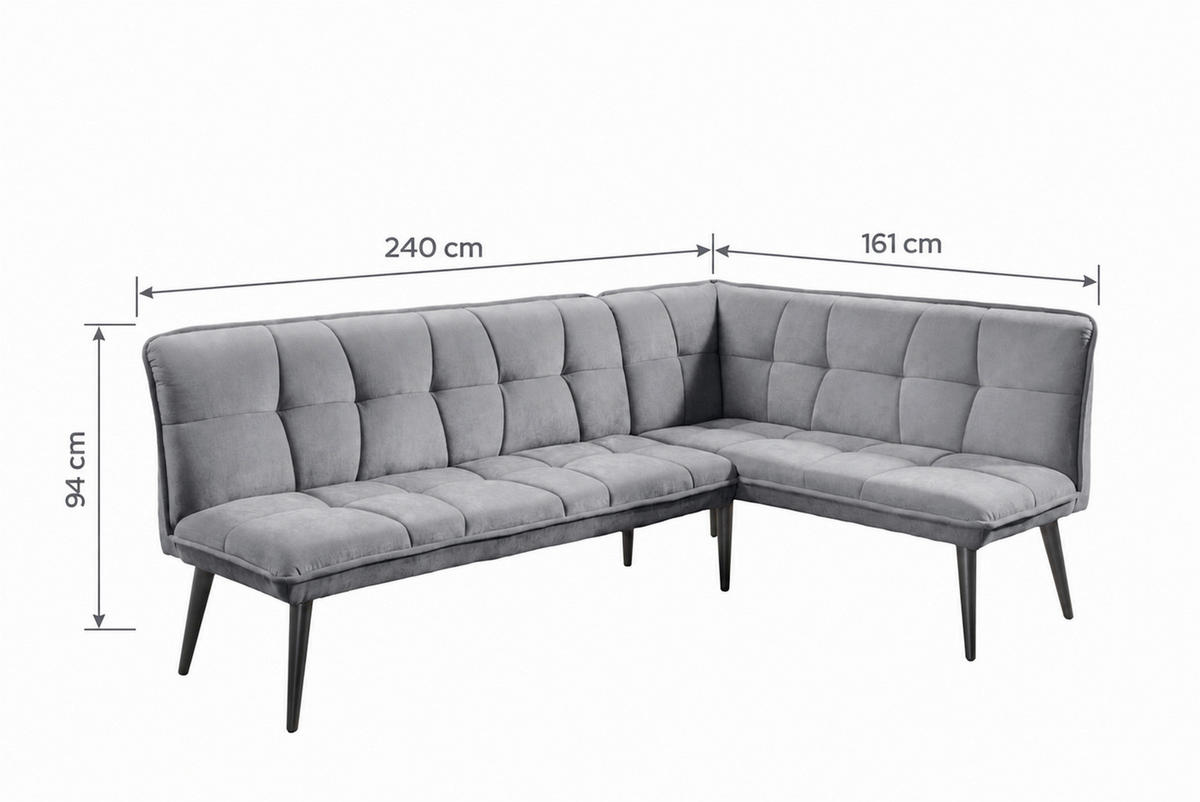 UGAONA KLUPA  antracit   - crna/antracit, Moderno, drvo/tekstil (240/161cm) - Livetastic