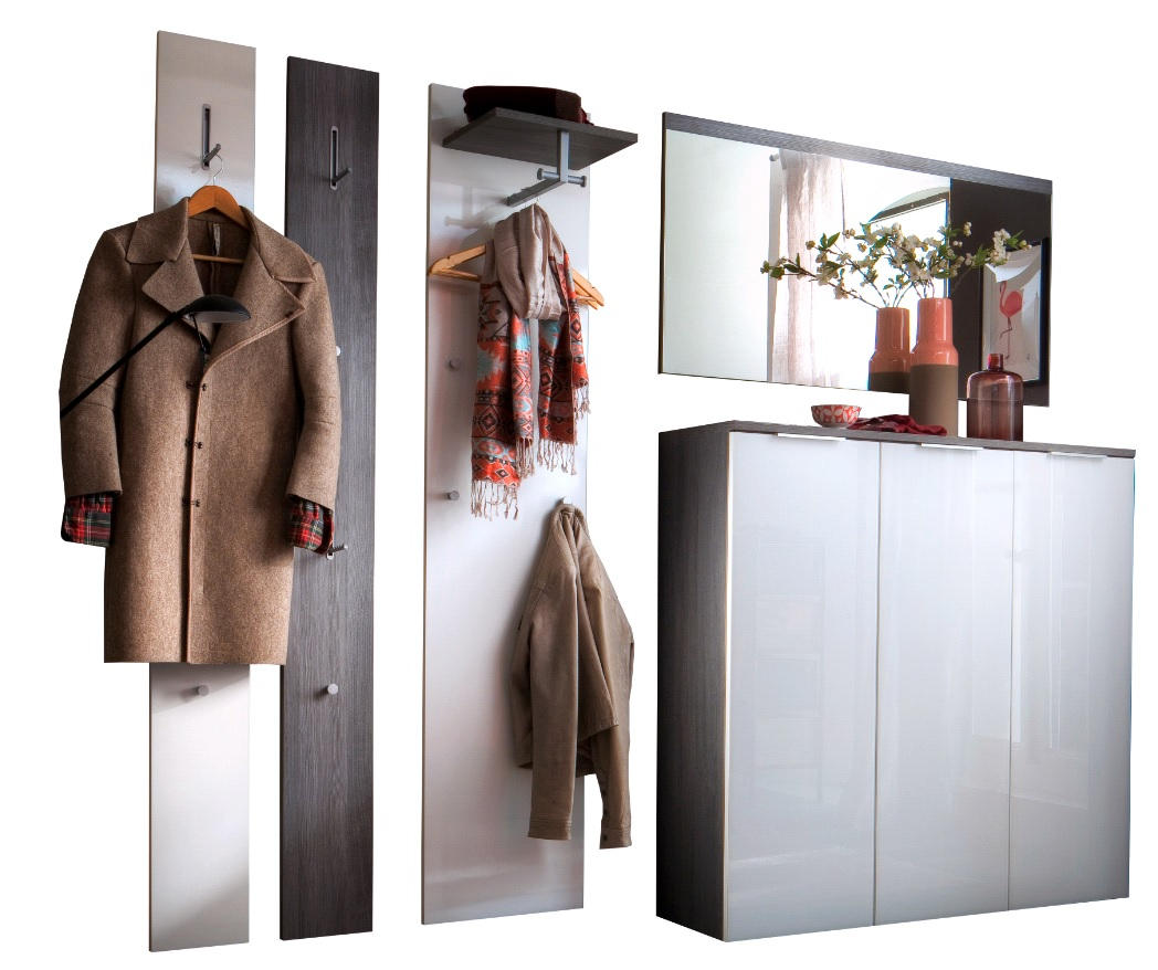 GARDEROBE Graphitfarben, Weiß - Graphitfarben/Weiß, KONVENTIONELL, Glas (220/200/36cm) - Cassando