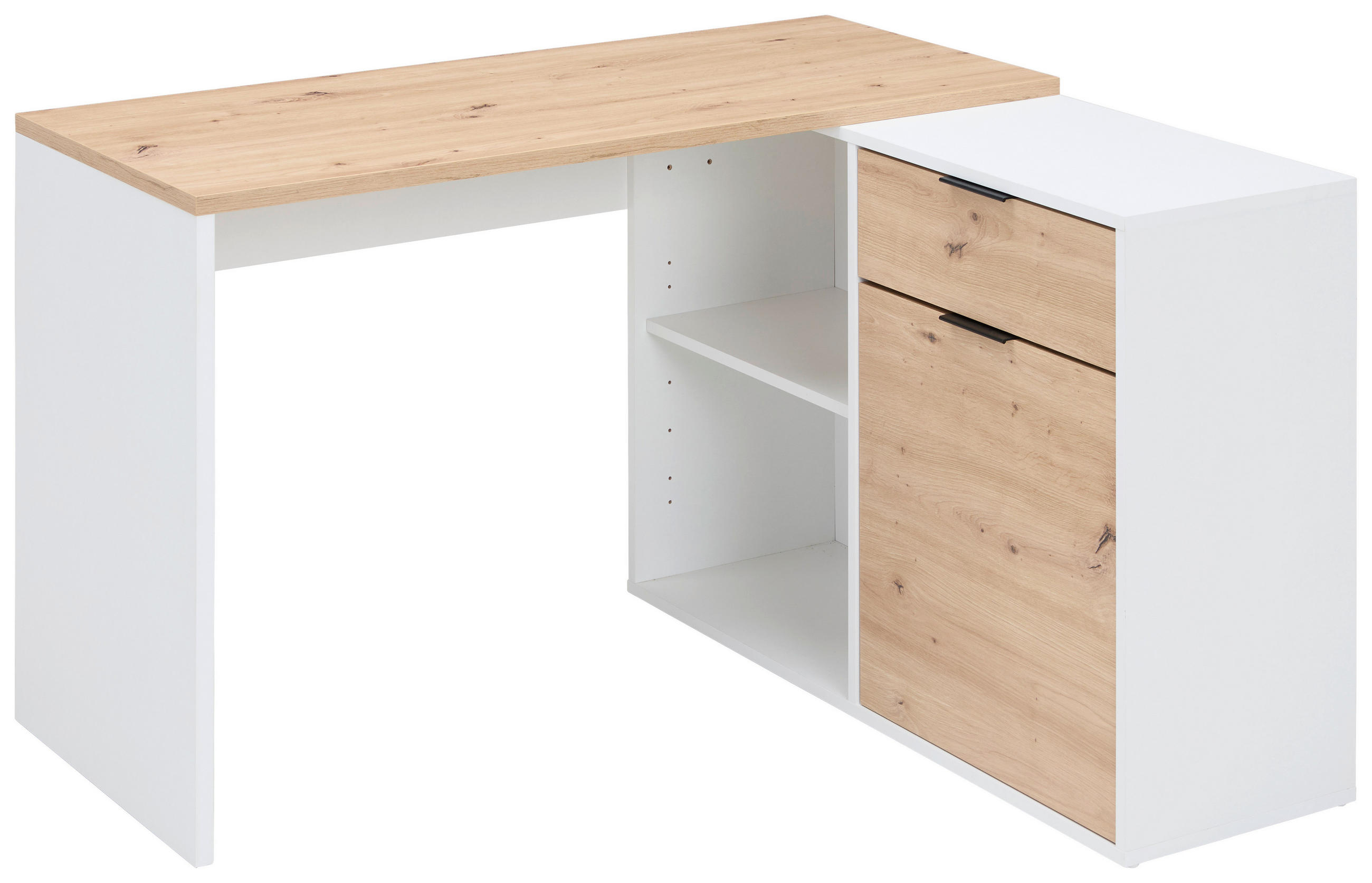 ECKSCHREIBTISCH 120/104,8/74 cm Weiß, Eiche Artisan Stauraum, seitenverkehrt montierbar  - Graphitfarben/Eiche Artisan, KONVENTIONELL, Holzwerkstoff/Metall (120/104,8/74cm) - Carryhome