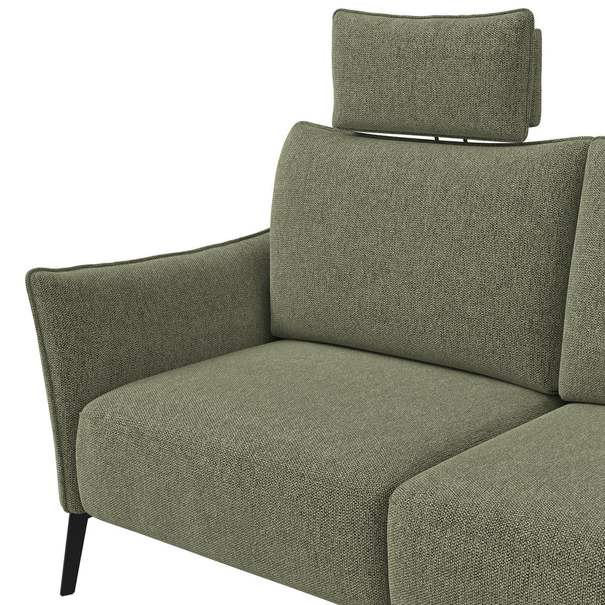 3-SITZER-SOFA Chenille Grün  - Schwarz/Grün, Konventionell, Textil/Metall (184/90/92cm) - Elegando