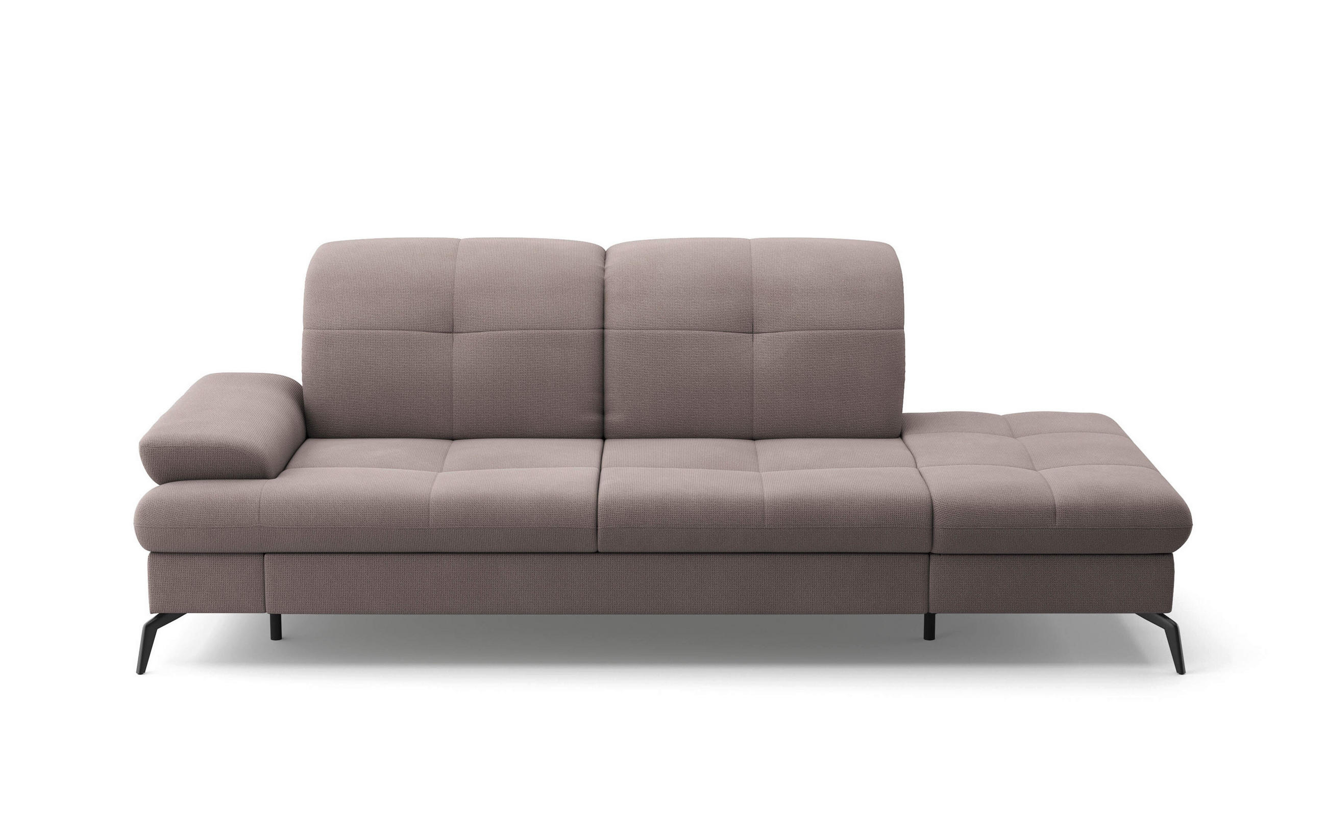 RÉCAMIERE in Flachgewebe Taupe - Taupe/Schwarz, Konventionell, Textil/Metall (231/90/122cm) - Sit & More