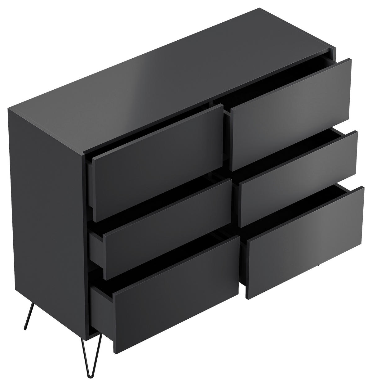 SIDEBOARD Posseik Industrial 120/93,6/42 cm 6 Schublade(n)  - Graphitfarben/Schwarz, Design, Holzwerkstoff/Metall (120/93,6/42cm) - P & B