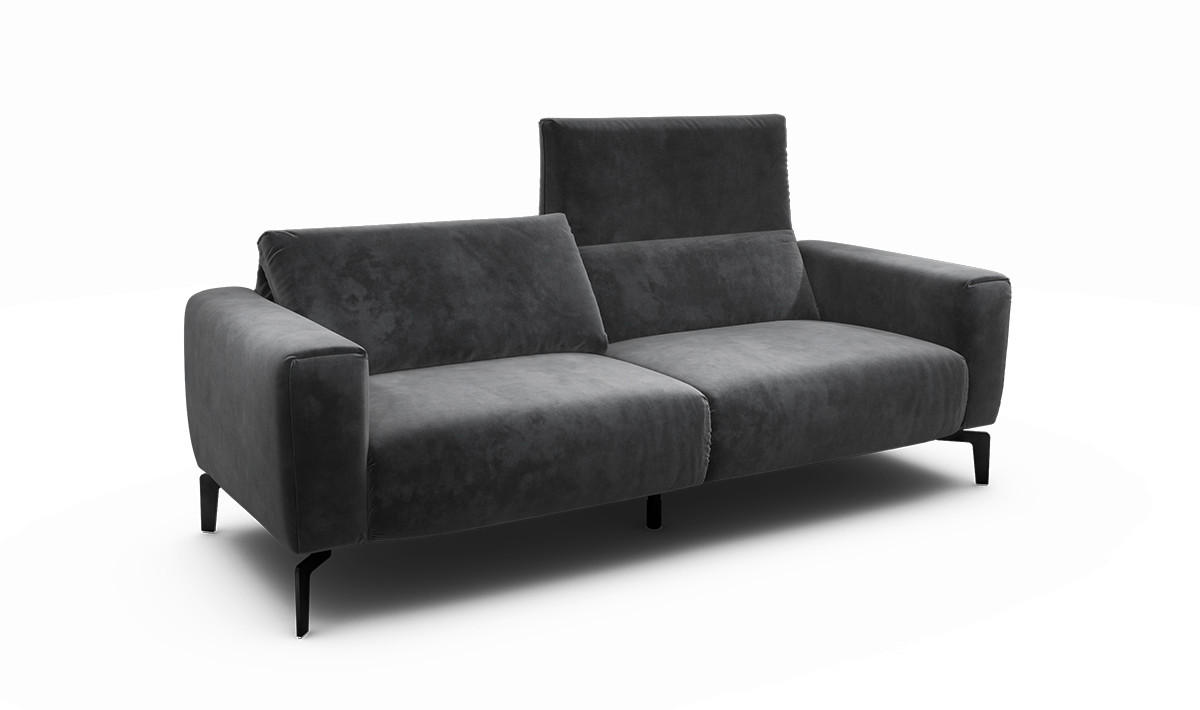 2,5-SITZER Samt Anthrazit  - Anthrazit/Schwarz, Design, Textil/Metall (220/86/86-94cm) - SENSOO