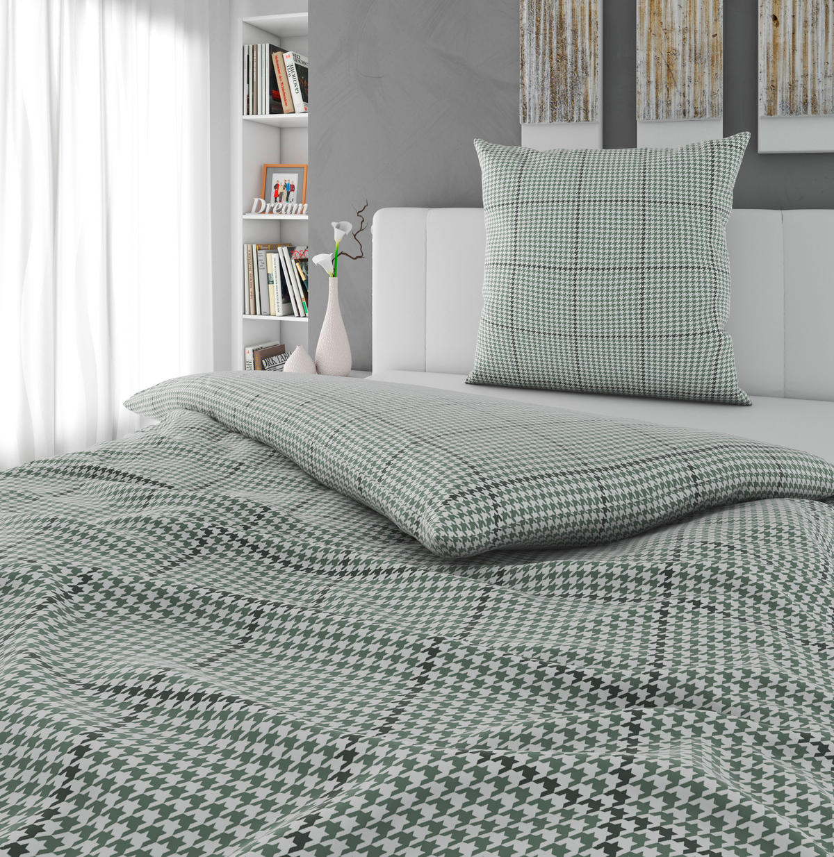 BETTWÄSCHE 2-teilig Satin 155/220 cm  - Salbeigrün, Textil (155/220cm) - Bio:Vio