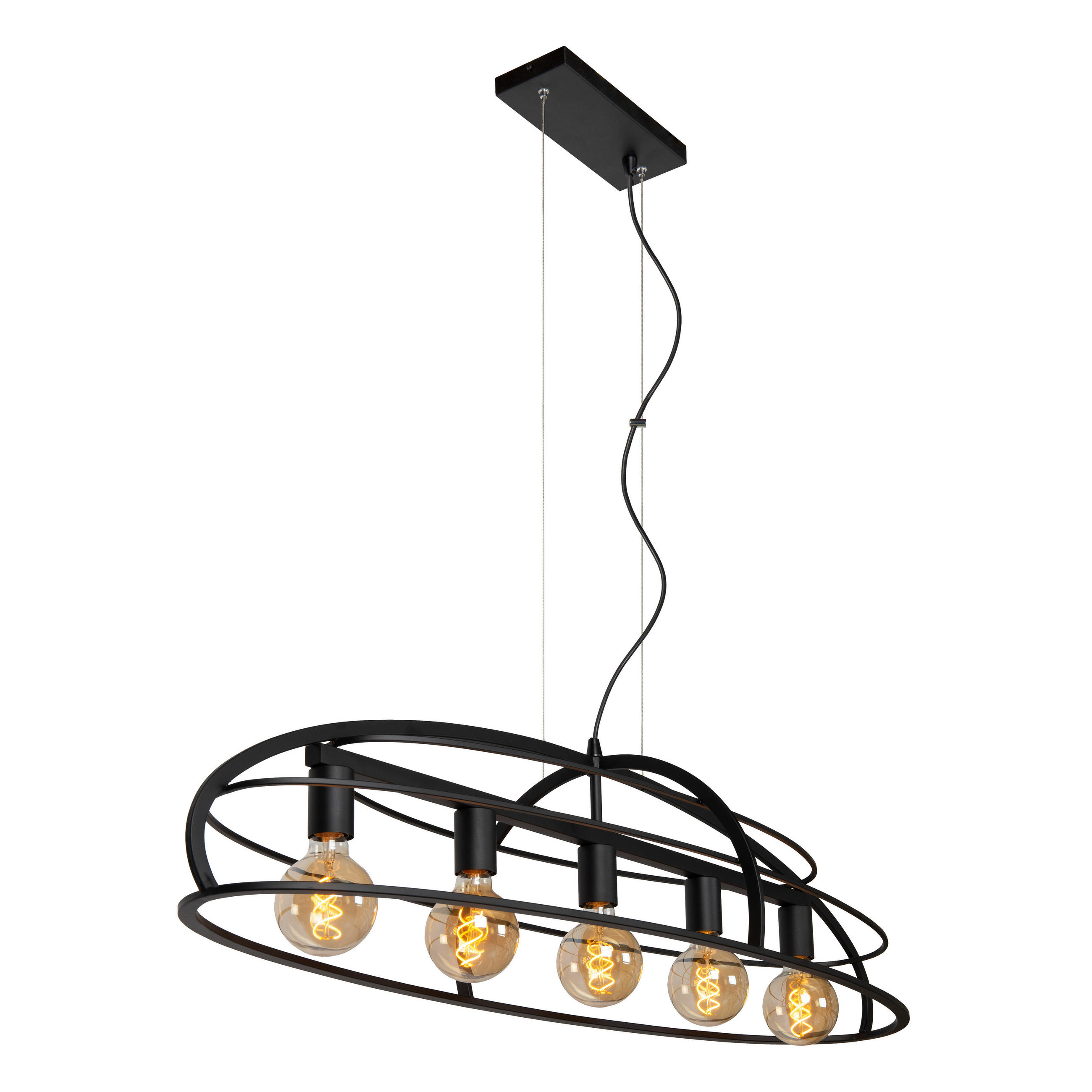 LED-HÄNGELEUCHTE Dikra 125/40.5/175.5 cm   - Schwarz, Basics, Metall (125/40.5/175.5cm) - Lucide