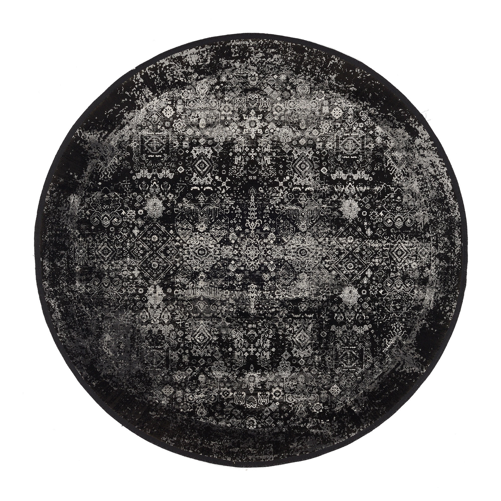 Webteppich Grau/Schwarz Calais Ø 160 cm