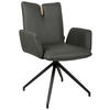 ARMLEHNSTUHL  Sitzfläche 360° drehbar, automatische Rückholfunktion  Echtleder  - Anthrazit/Schwarz, Design, Leder/Holz (62/87/63cm) - Valnatura