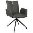 ARMLEHNSTUHL  Sitzfläche 360° drehbar, automatische Rückholfunktion  Echtleder  - Anthrazit/Schwarz, Design, Leder/Holz (62/87/63cm) - Valnatura
