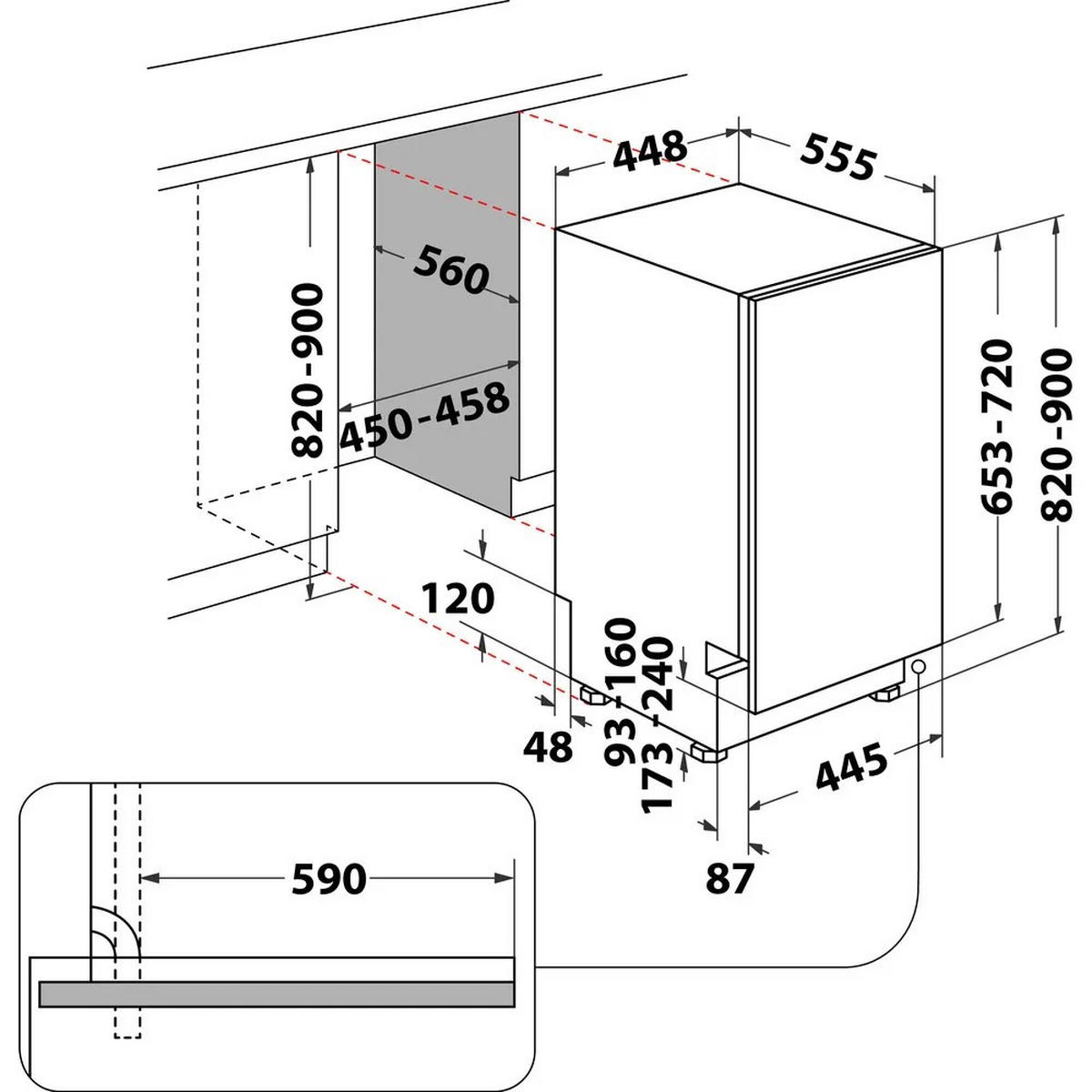 GESCHIRRSPÜLER BSIO 3O23 PFE X  - Edelstahlfarben, Basics, Kunststoff/Metall (44,8/82/55,5cm) - Bauknecht
